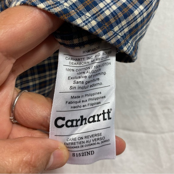 Carhartt Shirt Men’s X- Large Checkered long sleeve cotton Casual Button Down - Picture 4 of 8